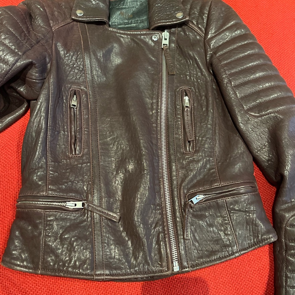 All Saints Rich Brown Leather Jacket